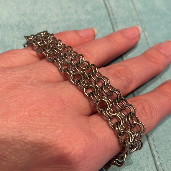 Chain link sterling silver bracelet with clasp - Picture 3 of 3